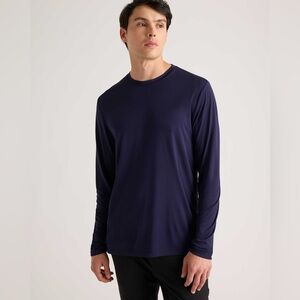 Quince Men’s Lightweight Long Sleeve Crewneck Tee Shirt Navy Blue